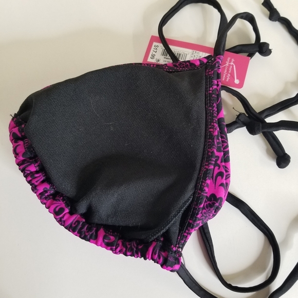 Xhilaration Womens Pink and Black Swimsuit Bikini Top Only Tag Size L - Picture 6 of 9